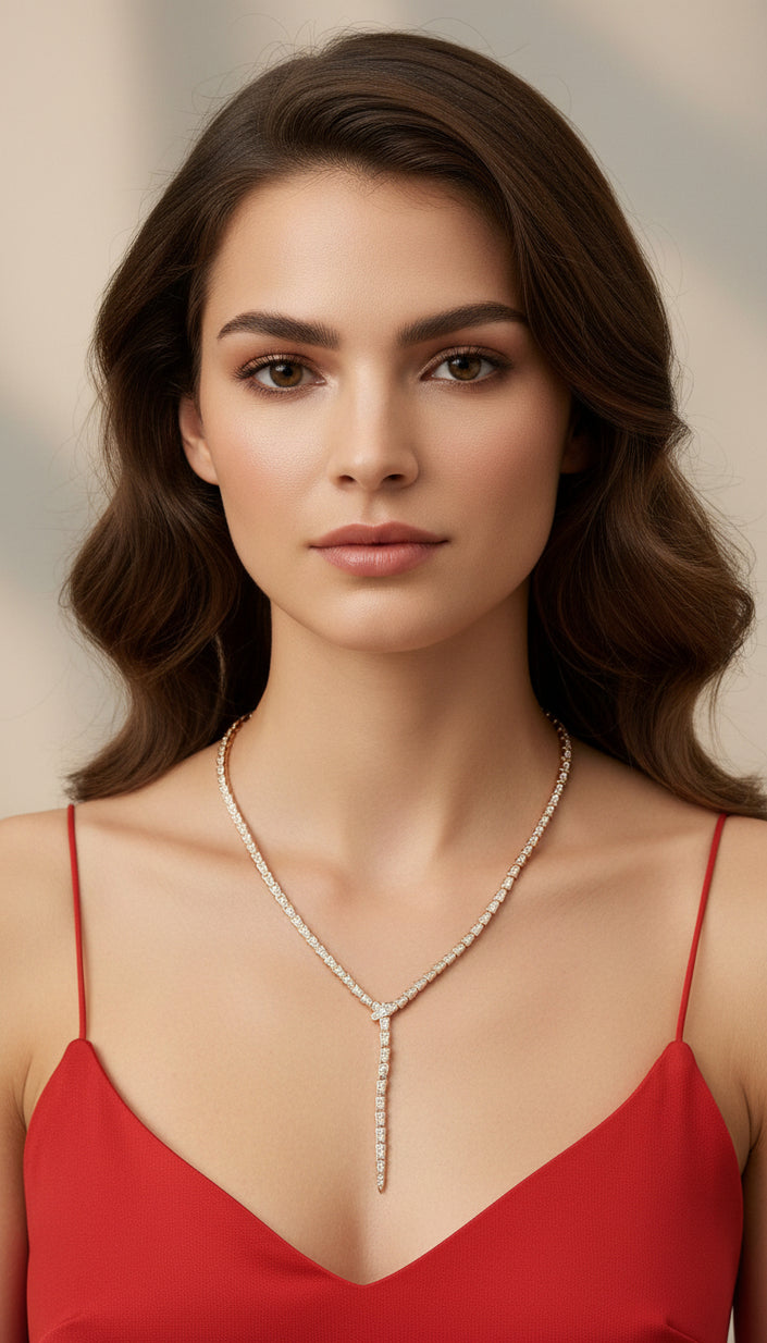 Serpent Silhouette – Gem-Inlaid 18K Gold Necklace