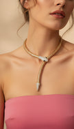 Venom Noir: Gem-Encrusted Gold Snake Necklace
