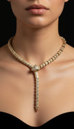 Serpentine Grace – 18K Gold Diamond Studded Necklace